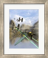WW II P-47 Thunderbolt Being Chased By Some Tie Fighters of Star Wars Fine Art Print