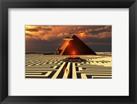 Aliens Visiting An Ancient Egyptian Pyramid Maze Fine Art Print