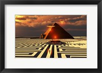 Aliens Visiting An Ancient Egyptian Pyramid Maze Fine Art Print