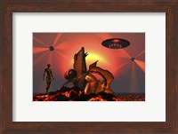 Robotic Androids Searching Out Scrap Materials Fine Art Print
