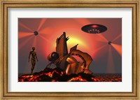 Robotic Androids Searching Out Scrap Materials Fine Art Print
