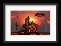 Robotic Androids Searching Out Scrap Materials Fine Art Print