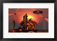 Robotic Androids Searching Out Scrap Materials Fine Art Print