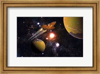 Spaceship Traveling Between Exoplanets Fine Art Print