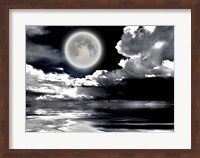Full Moon Dramatic Clouds Reflected in Calm Wat Fine Art Print
