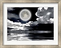 Full Moon Dramatic Clouds Reflected in Calm Wat Fine Art Print