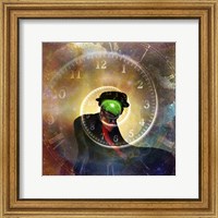 Man in Black Suit Magritte Style Time Spiral in Universe Fine Art Print