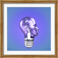 Head Light Bulb With Binary Code Fine Art Print