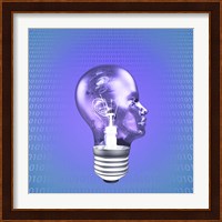 Head Light Bulb With Binary Code Fine Art Print