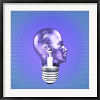 Head Light Bulb With Binary Code Fine Art Print