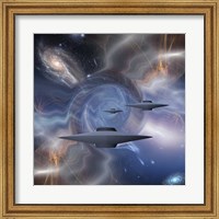 Surreal Digital Art Flying Saucers in Warped Space Fine Art Print