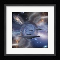 Surreal Digital Art Flying Saucers in Warped Space Fine Art Print