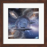 Surreal Digital Art Flying Saucers in Warped Space Fine Art Print