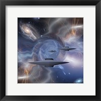 Surreal Digital Art Flying Saucers in Warped Space Fine Art Print