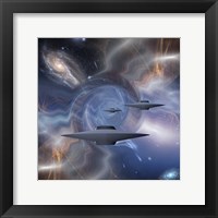 Surreal Digital Art Flying Saucers in Warped Space Fine Art Print
