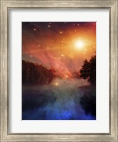Night Forest Lake Sunrise Or Sunset Fine Art Print