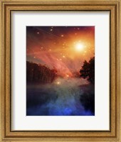 Night Forest Lake Sunrise Or Sunset Fine Art Print