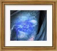 Cyborg Woman Cries Binary Code, Circuit Pattern Fine Art Print