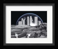 Lunar City and Astronauts Framed Print