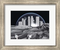 Lunar City and Astronauts Fine Art Print