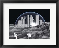 Lunar City and Astronauts Framed Print