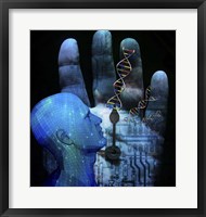Cyborg Arrows On Palm Hand DNA Strands Fine Art Print