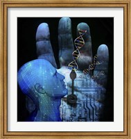Cyborg Arrows On Palm Hand DNA Strands Fine Art Print