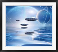 Extrasolar Planets and Spacecraft Over Quiet Waters Fine Art Print