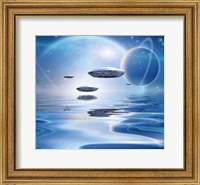 Extrasolar Planets and Spacecraft Over Quiet Waters Fine Art Print