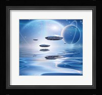 Extrasolar Planets and Spacecraft Over Quiet Waters Framed Print