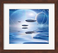 Extrasolar Planets and Spacecraft Over Quiet Waters Fine Art Print