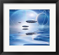 Extrasolar Planets and Spacecraft Over Quiet Waters Fine Art Print