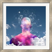 Mans Head With Stars and Clouds Fine Art Print