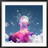 Mans Head With Stars and Clouds Fine Art Print
