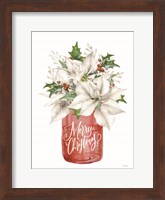 Merry Christmas Poinsettias Fine Art Print