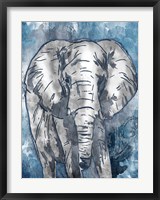 Grey Blue Elephant Fine Art Print