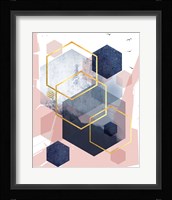 Abstract Navy Blush Gold 1 Fine Art Print