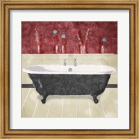 Bathroom Florals Crimson 2 Fine Art Print