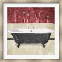Bathroom Florals Crimson 2 Fine Art Print