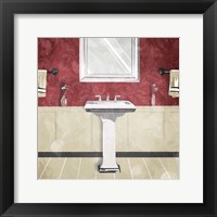 Bathroom Florals Crimson 3 Framed Print