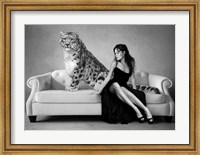 Snow Leopard and Lady, Paris Fine Art Print