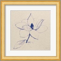 Modern Vintage Floral II Indigo Fine Art Print