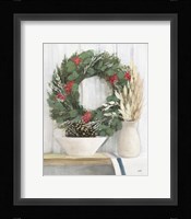 Natural Christmas I Blue Framed Print