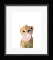 Baby Lion Bubble Gum Framed Print