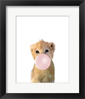 Baby Lion Bubble Gum Framed Print