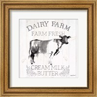 Dairy Farm Wood Black Cow Sq Fine Art Print
