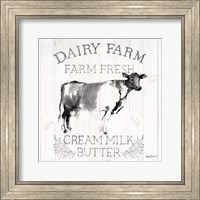 Dairy Farm Wood Black Cow Sq Fine Art Print