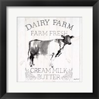 Dairy Farm Wood Black Cow Sq Fine Art Print