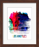 Los Angeles Skyline Brush Stroke Watercolor Fine Art Print