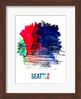 Seattle Skyline Brush Stroke Watercolor Fine Art Print